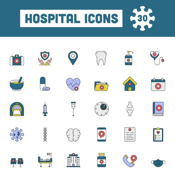 Flat Style Hospital Colorful Icon Set — Archivo Imágenes Vectoriales