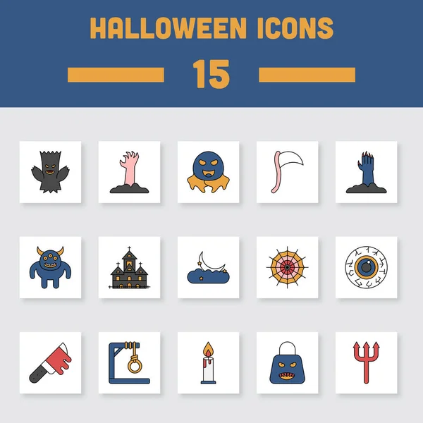 Colorido Icono Halloween Conjunto Símbolos — Archivo Imágenes Vectoriales