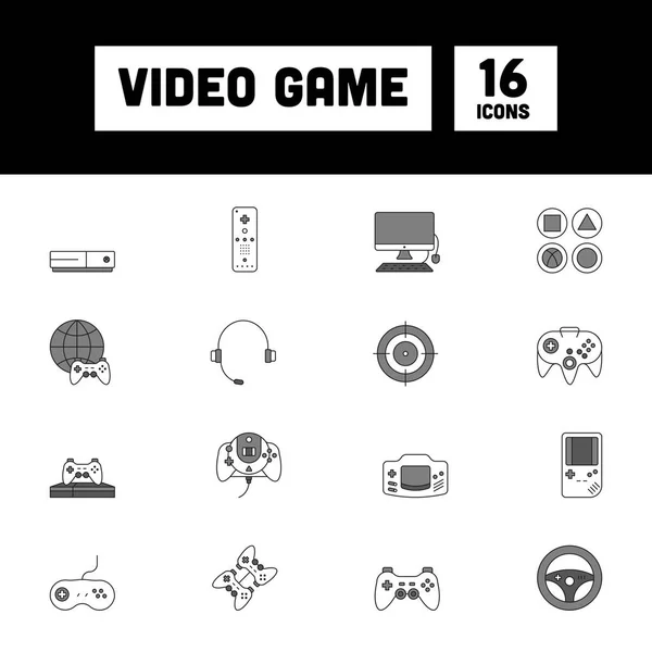 Flat Style Video Game Grey White Icon Set — Image vectorielle