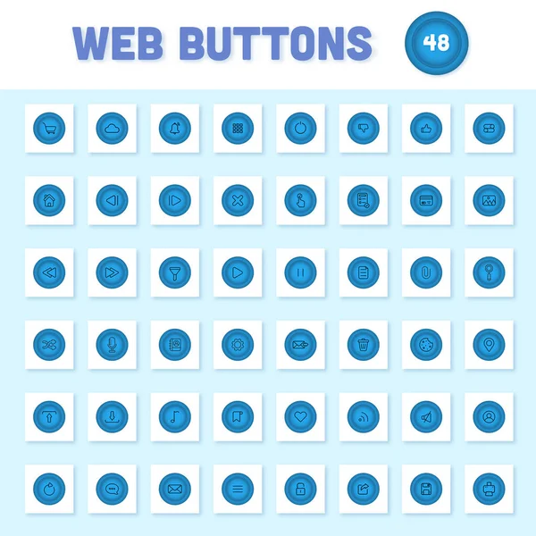 Defina Ícone Símbolo Azul Botão Web Fundo Quadrado —  Vetores de Stock