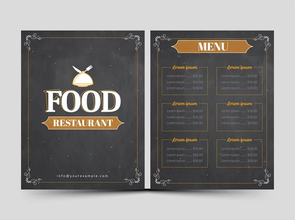 Restaurant Menu Card Template Flyer Design Black Color — Image vectorielle