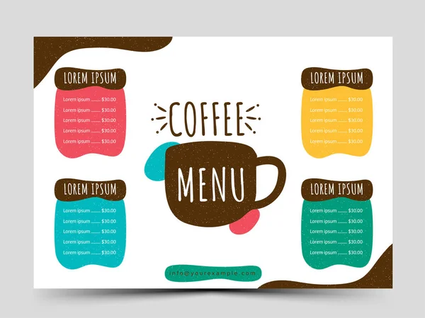咖啡菜单或供出版用的海报设计 — 图库矢量图片