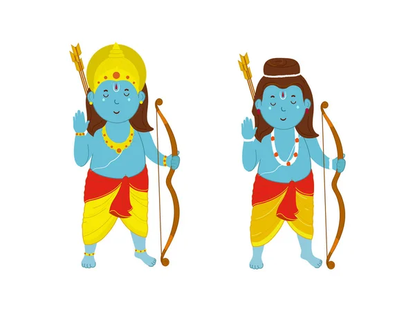 Lord Rama Lakshman Giving Blessings Standing Pose — стоковый вектор