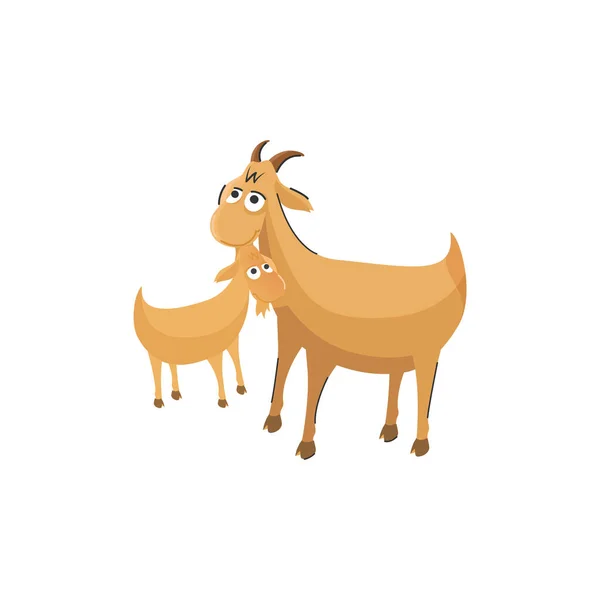 Brown Goats Element White Background — Stockvektor