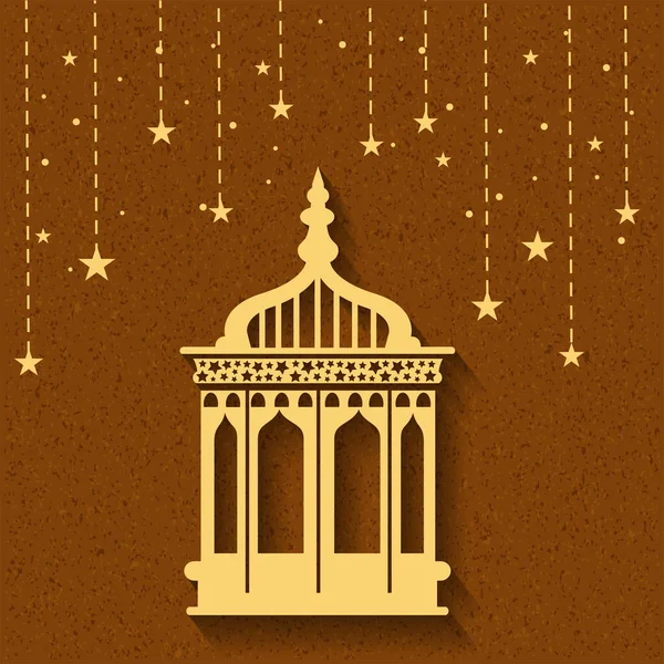 Islamic Festival Celebration Concept Arabic Lantern Stars Hang Brown Grain — Stock Vector