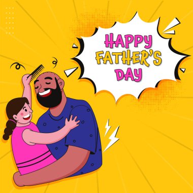 Kızıyla Mutlu Babalar Günü Mektupları Krom Işınlar Altında Babasının Saçları Kavuşuyor.