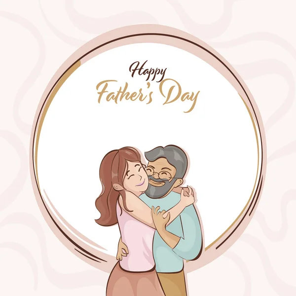 Happy Father Day Celebration Concept Young Girl Hugging Her Dad — Stockvektor
