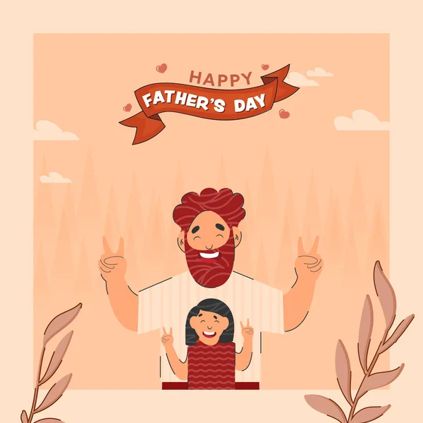 Happy Father Day Concept Cheerful Beard Man His Daughter Giving — Stockvektor