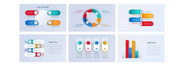Set Presentation Infographic Template Diagram Chart Four Steps Business Concept — Stok Vektör