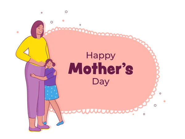 Happy Mother Day Concept Young Girl Hugging Her Mom Pastel — Vetor de Stock