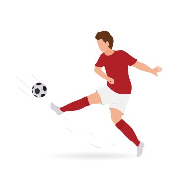 Meçhul Erkek Futbolcu Beyazların Arkasında Top Tekmeliyor.