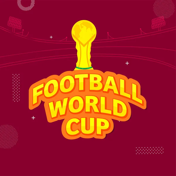 Sticker Style Football World Cup Font Winning Trophy Cup Claret — Archivo Imágenes Vectoriales