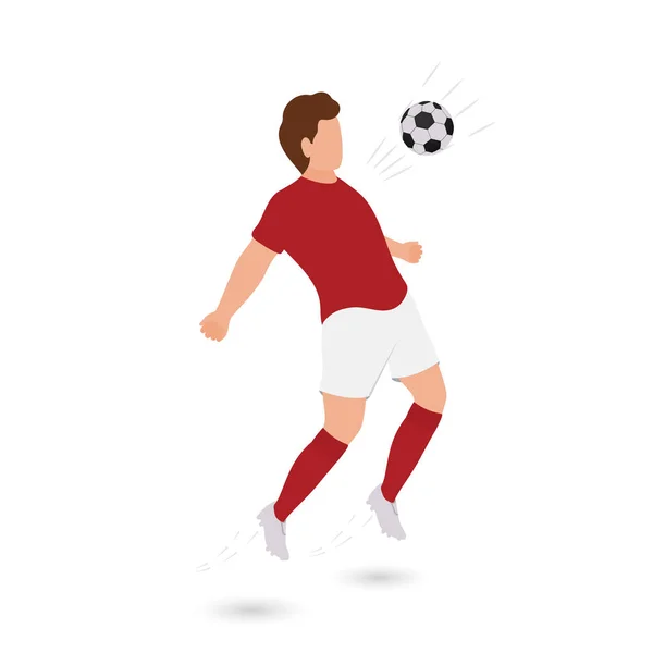 Cartoon Male Soccer Player Hitting Ball Chest White Background — Stock Vector