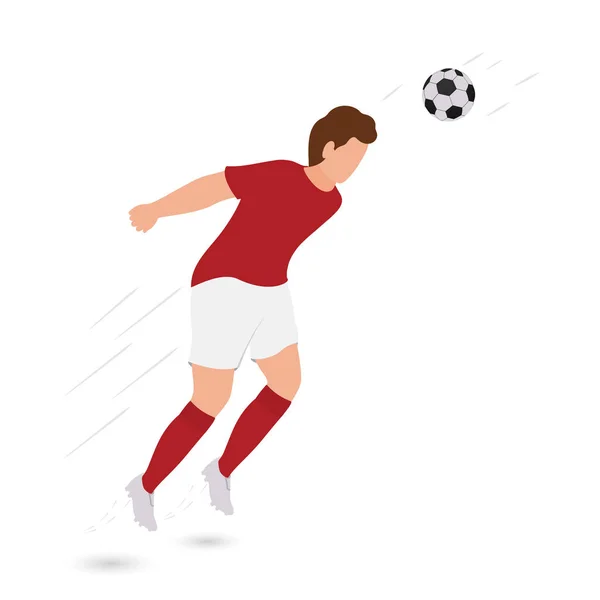 Cartoon Male Soccer Player Hitting Ball Head White Background — Stock Vector