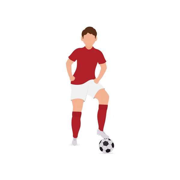 Faceless Soccer Player Hitting Ball Knee White Background — Stock Vector