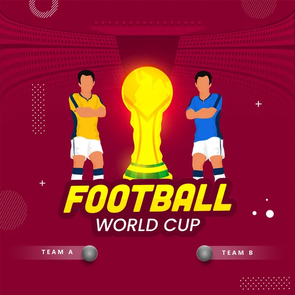 Football World Cup Match Team Winning Trophy Faceless Footballer Players — Stock Vector