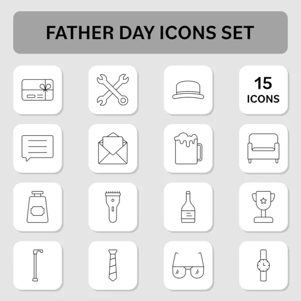 Linear Style Father Day Square Icon Set — Vector de stock