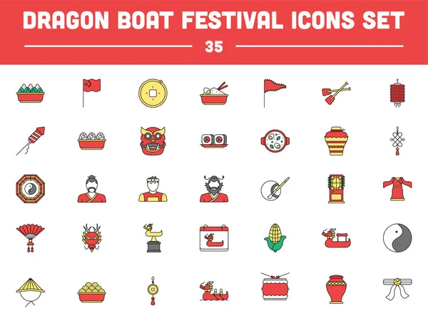 Colorido Dragon Boat Festival Icono Estilo Plano — Vector de stock