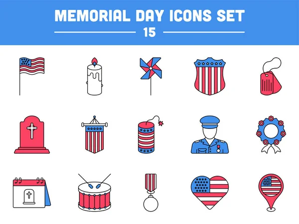 Icono Símbolo Del Día Los Caídos Americanos Estilo Plano — Vector de stock