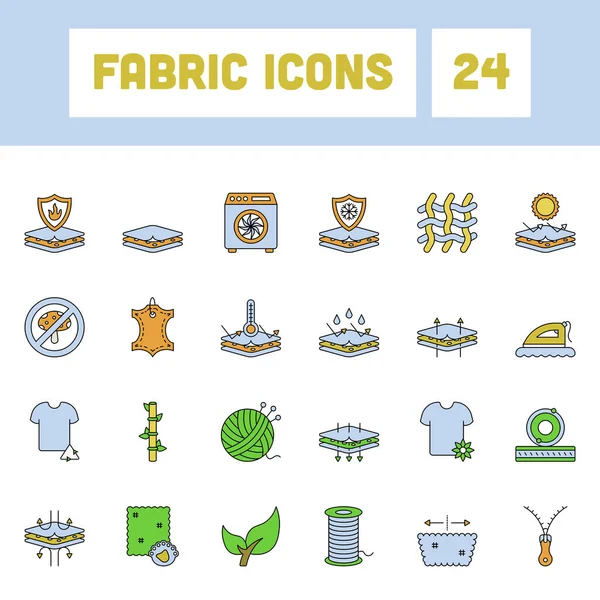 Colorful Set Fabric Icons Flat Style — Vector de stock