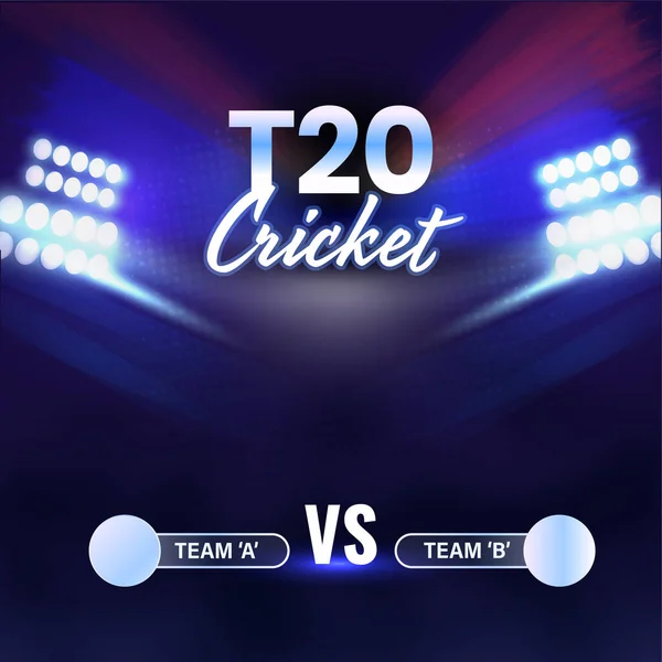 Partido Cricket T20 Entre Equipo Fondo Las Luces Del Estadio — Vector de stock