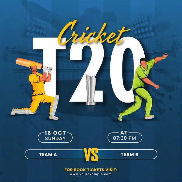T20 Cricket Match Között Team Győztes Ezüst Trófea Kupa Arc — Stock Vector