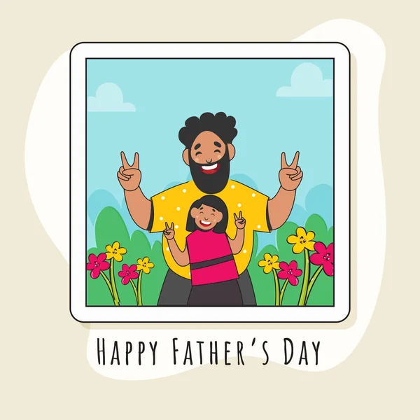 Feliz Dia Pai Cartão Saudação Com Homem Alegre Sua Filha —  Vetores de Stock