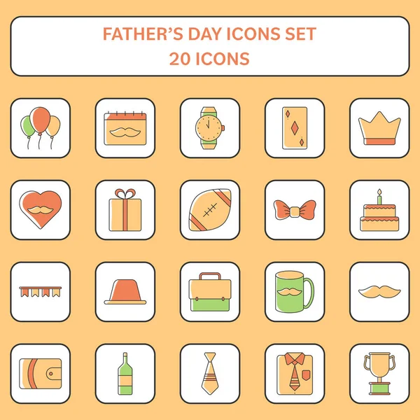 Icono Conjunto Colorido Aislado Iconos Cuadrados Del Día Del Padre — Vector de stock