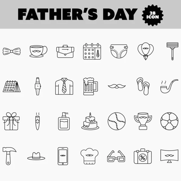 Illustration Father Day Thin Line Icon Set — Stockvektor