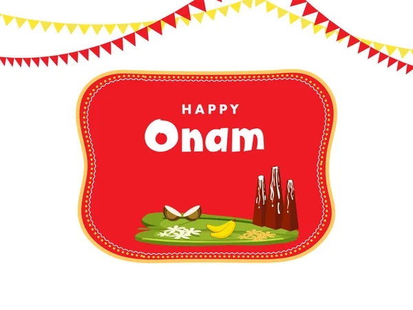 Happy Onam Celebration Concept Met Thrikkakara Appan Idol Vruchten Bloemen — Stockvector