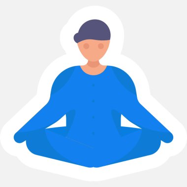 Yoga Poz Adam Etiketi veya Mavi Renkli Simge.