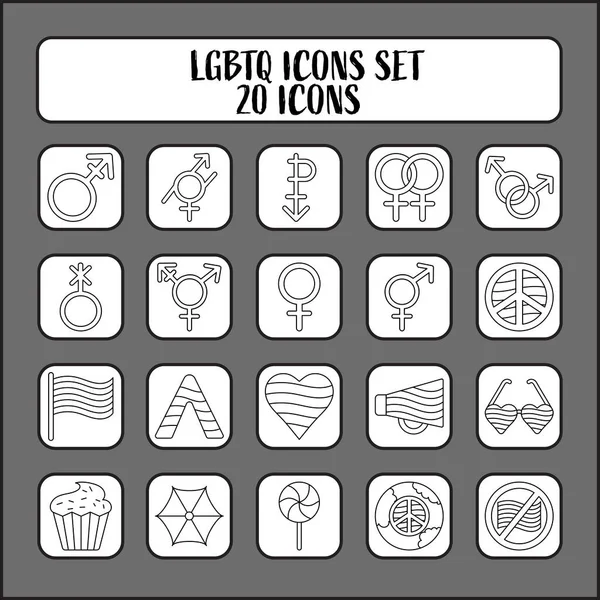 Black Line Art Lgbtq Icon Symbol Grey White Square Background — Stock Vector