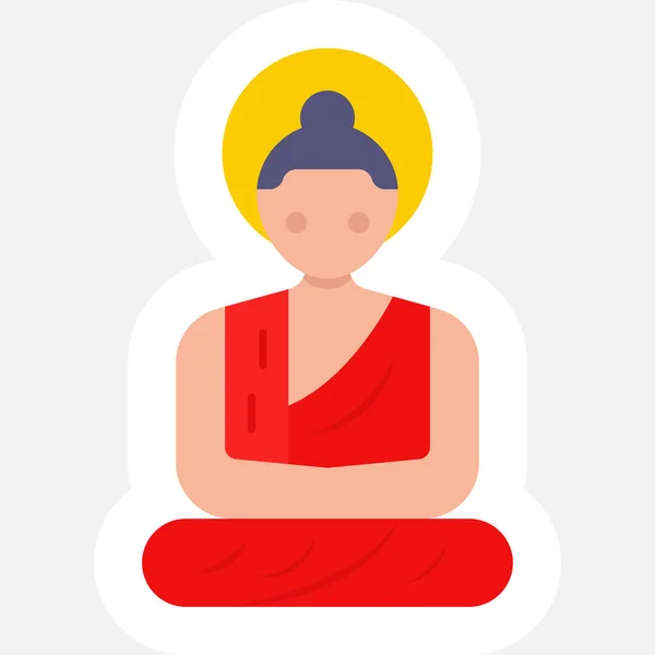 Illustration Yoga Pose Karaktär Klistermärke Röd Färg — Stock vektor