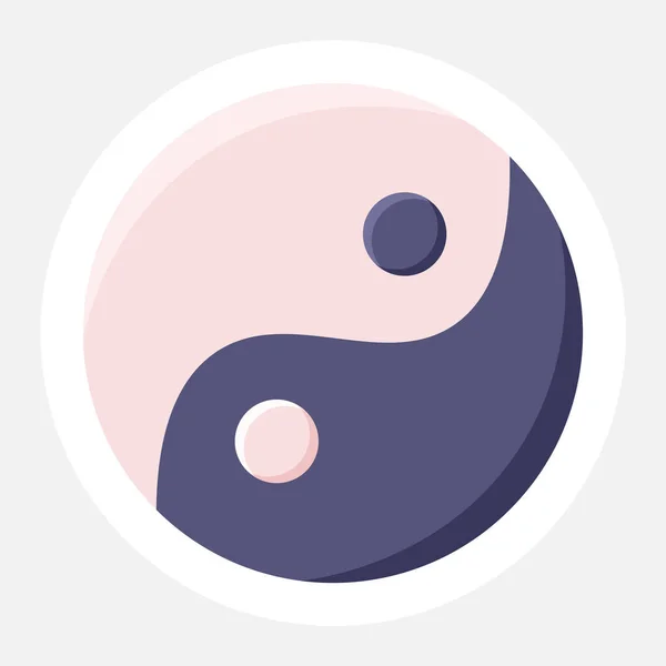 Etiqueta Engomada Aislada Yin Yang Icono Diseño Plano — Archivo Imágenes Vectoriales