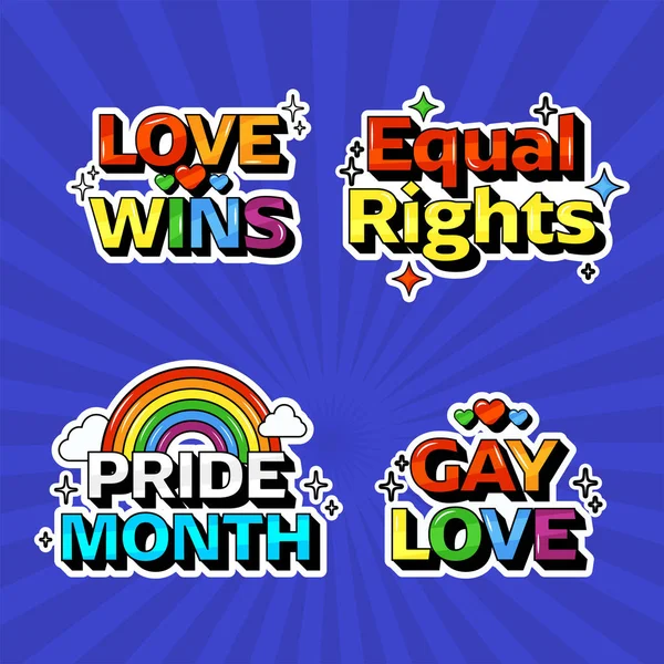 Colorful Love Wins Equal Rights Pride Month Gay Love Quotes — Stock Vector