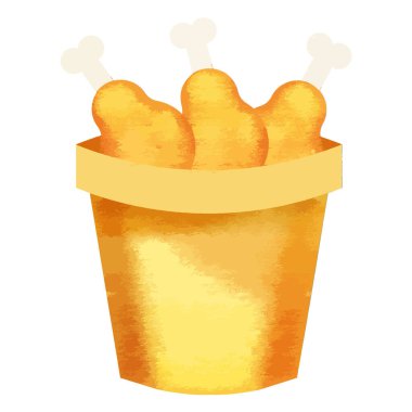 Turuncu Çizim Bacak Tavuk Yassı Elementi.