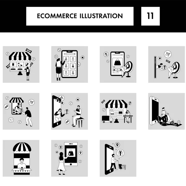 Doodle Style Illustration Commerce Concept White Background — 스톡 벡터