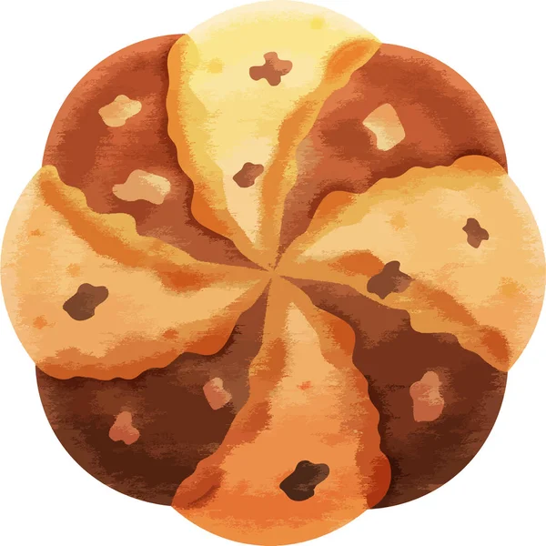 Коричневе Помаранчеве Спіральне Шоколадне Печиво Плоский Елемент — стоковий вектор