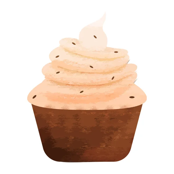 Flat Style Cupcake Element Bruine Kleur — Stockvector