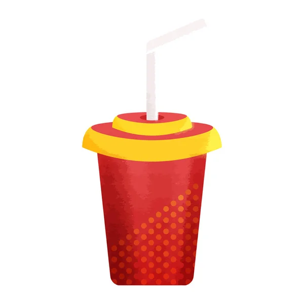 Flat Straw Lid Cup Yellow Red Element — Stock Vector