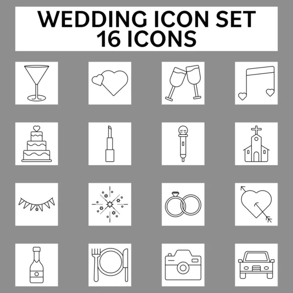 Christian Wedding Essential Icon Set Auf Grauem Und Weißem Quadrat — Stockvektor