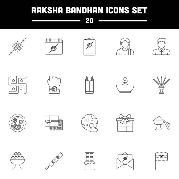 黒ストロークイラスト Raksha Bandhan Icon Symbol — ストックベクタ