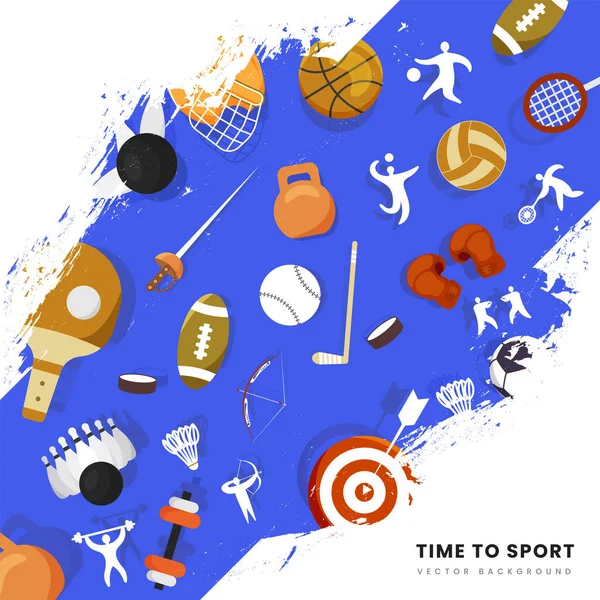 Time Sports Background Blue Brush Effect Tournament Elements — Stockový vektor