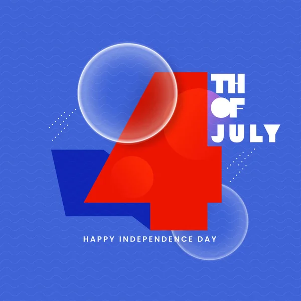 4Th July Text Bubbles Blue Wavy Seamless Pattern Independence Day — Stockový vektor