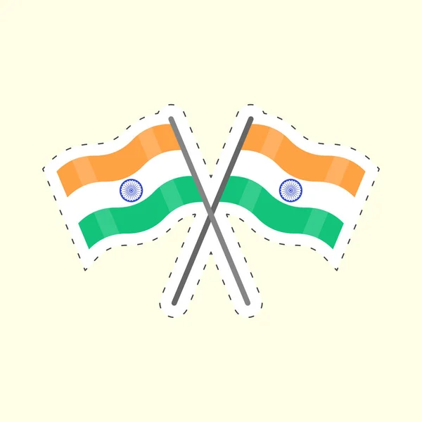 Cross Indian National Flag Sticker Yellow Background — Stock Vector