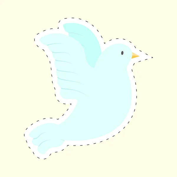 Fliegende Taube Cartoon Vogel Aufkleber Auf Gelbem Hintergrund — Stockvektor