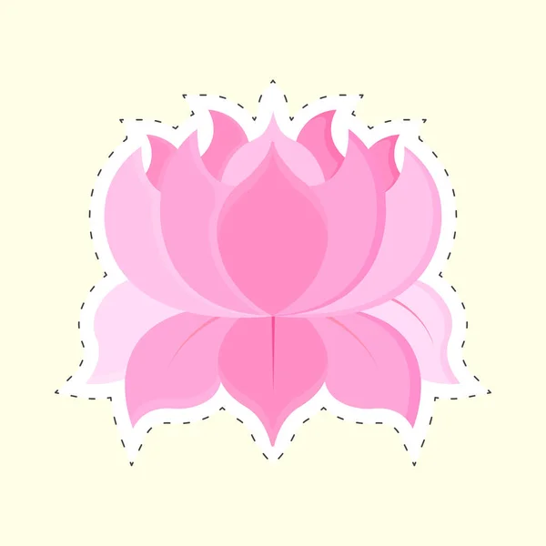 Adesivo Fiore Loto Rosa Sfondo Giallo — Vettoriale Stock