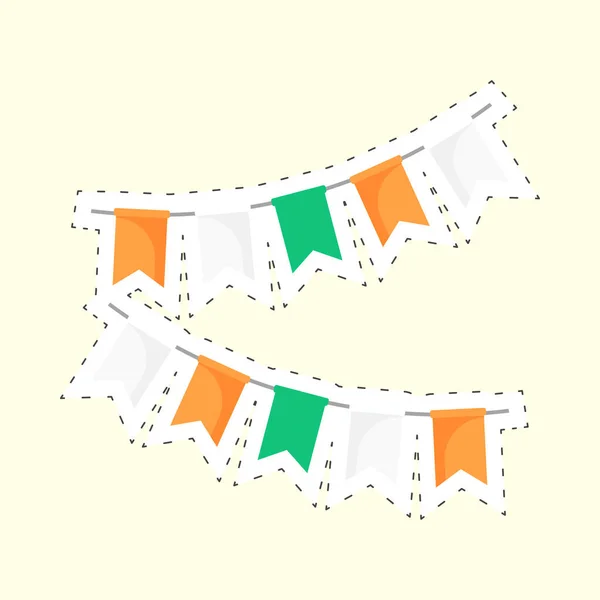 Bandera India Color Bunting Bandera Pegatina Sobre Fondo Amarillo — Vector de stock