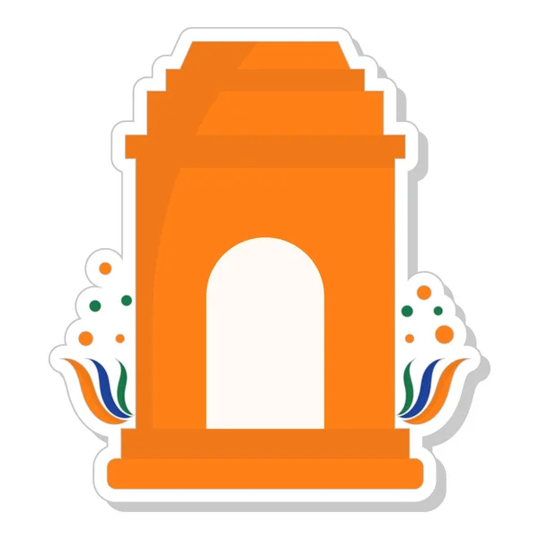 Illustration India Gate Sticker Orange Color — Stock Vector