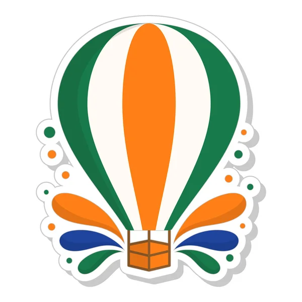 Autocollant Isolé Ballon Air Chaud Dans Couleur Drapeau Indien — Image vectorielle